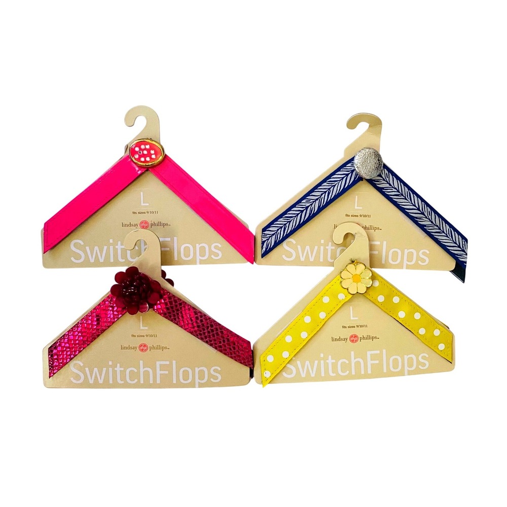 Lindsay Phillips SwitchFlops Interchangeable Straps Set 4 Pairs Large Size 9-11